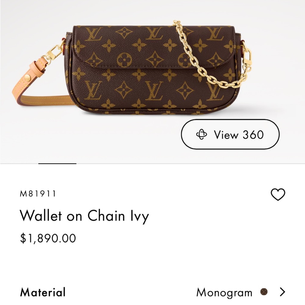 Louis Vuitton Monogram Chain Wallet in Brown and Gold